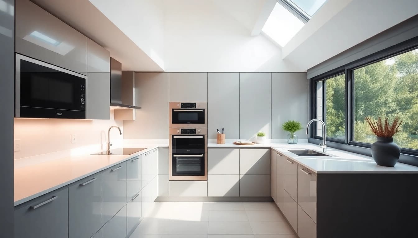 Showcase premium уреди за вграждане, enhancing a contemporary kitchen's functionality and style.