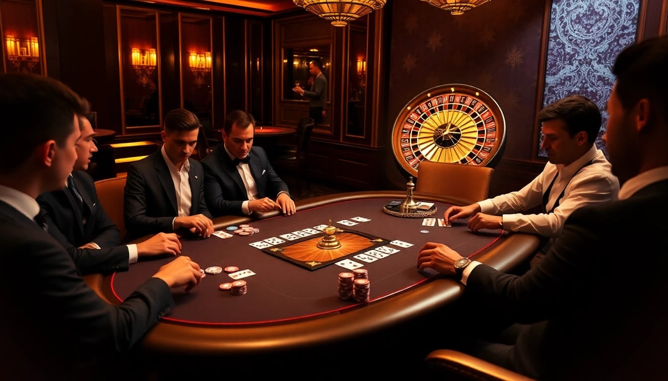 The thrilling poker scene at https://11bet.fashion/ showcases players engaging with cards and chips in a luxurious setting.
