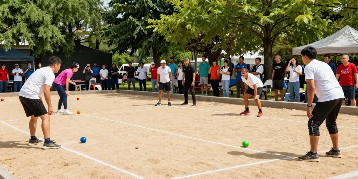 Engaging petanque game at fopikotabontang.org showcasing players and colorful balls.