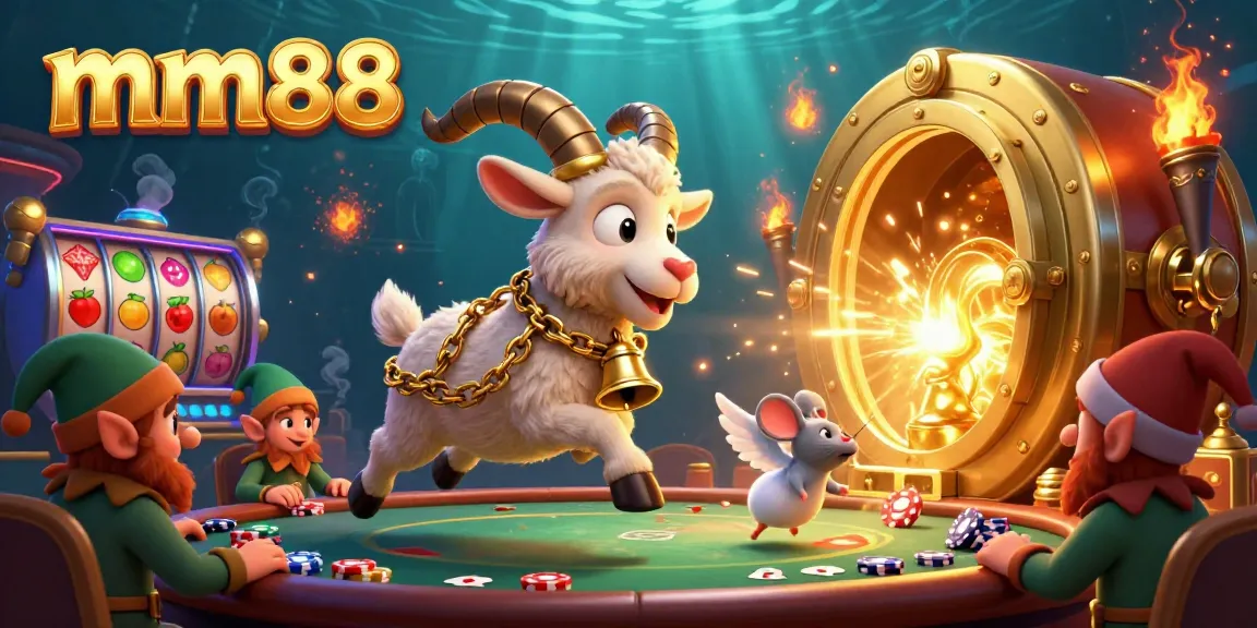 Experience thrilling gameplay at mm88 with vibrant slots, poker chips, and a festive casino atmosphere.