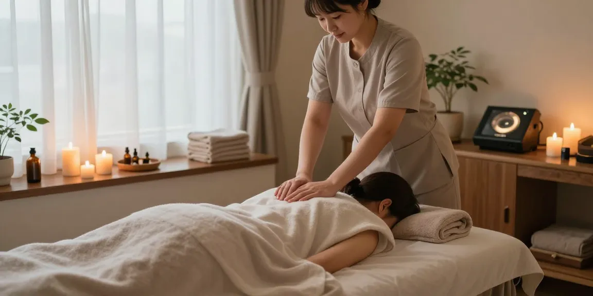 Relaxing massage therapy session encapsulating 구래동출장안마 experience with soothing ambiance and skilled therapist.