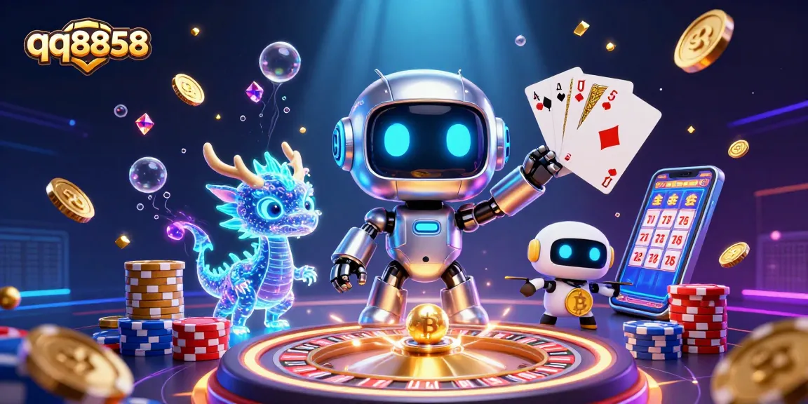 Engage with the vibrant atmosphere of qq8858 showcasing a dynamic casino scene with colorful characters and gaming elements.