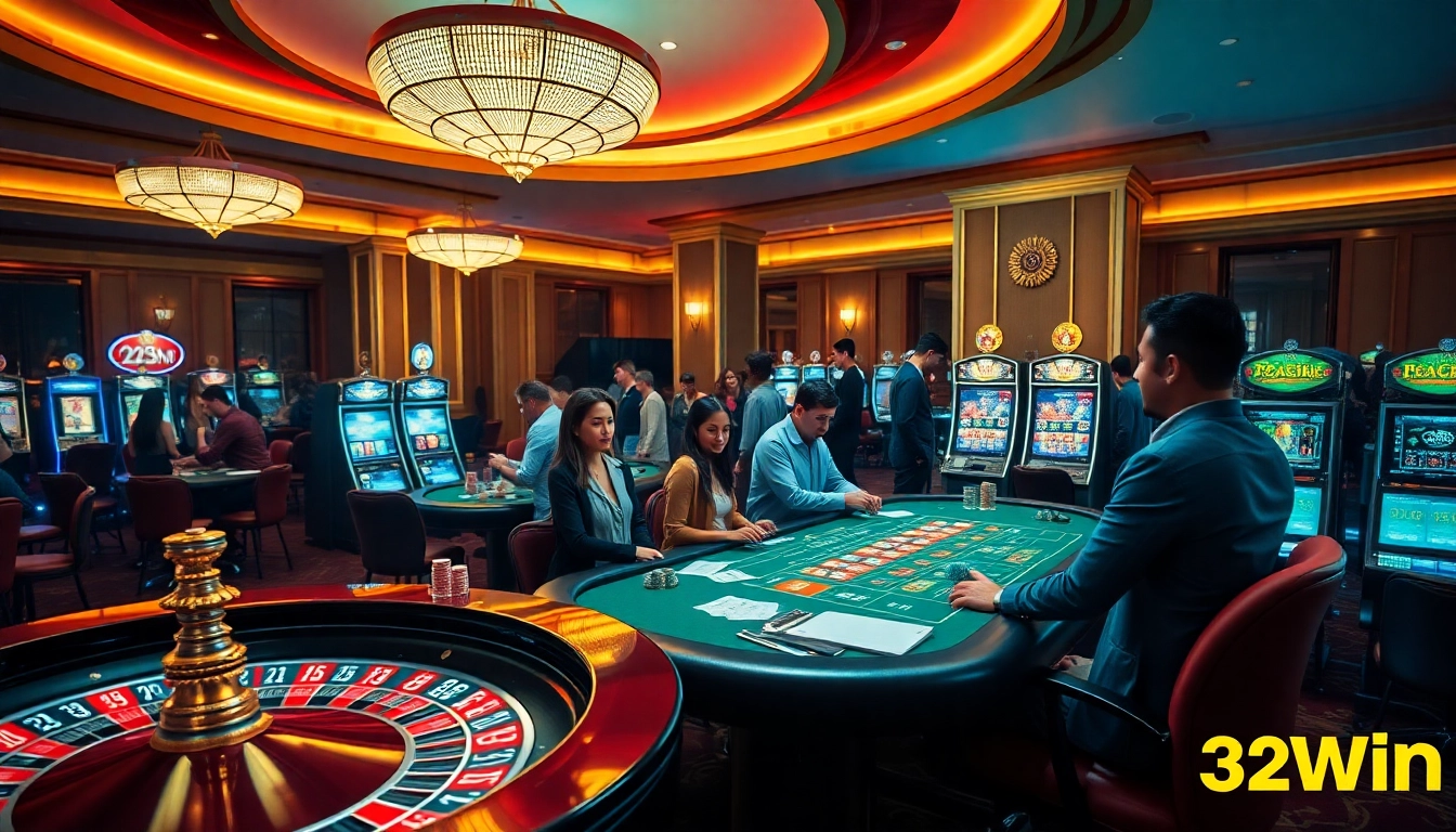 Experience the thrill of online gambling at nhà cái uy tín 32Win with vibrant casino visuals.