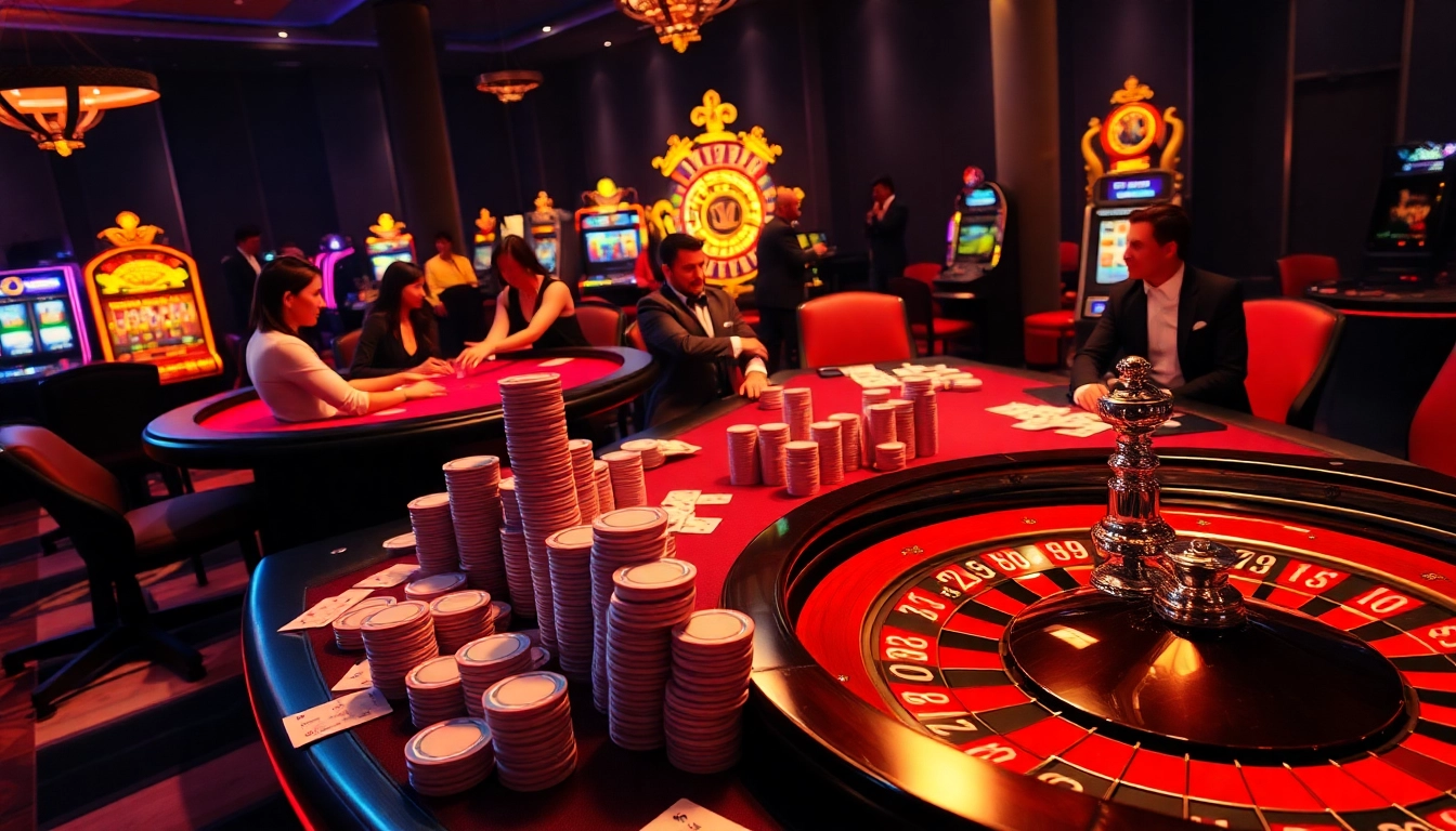 Exciting poker scene at 13Win casino highlighting intense action and vibrant atmosphere