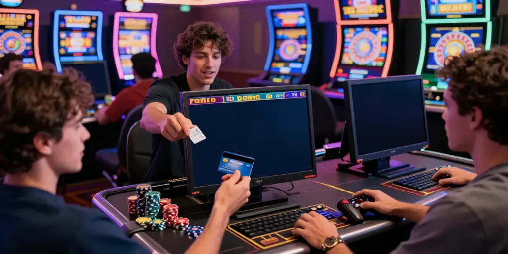 Players enjoying casinos that take credit cards in a lively online gaming environment.