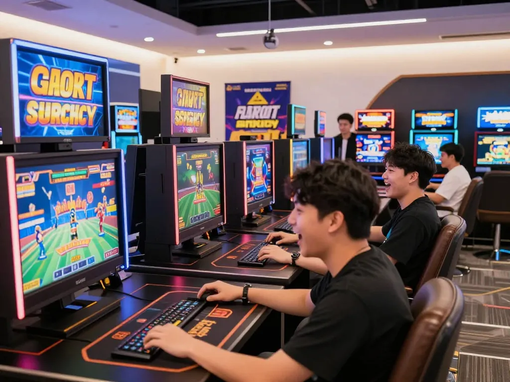 Sunwin players enjoying diverse games in a vibrant gaming lounge atmosphere