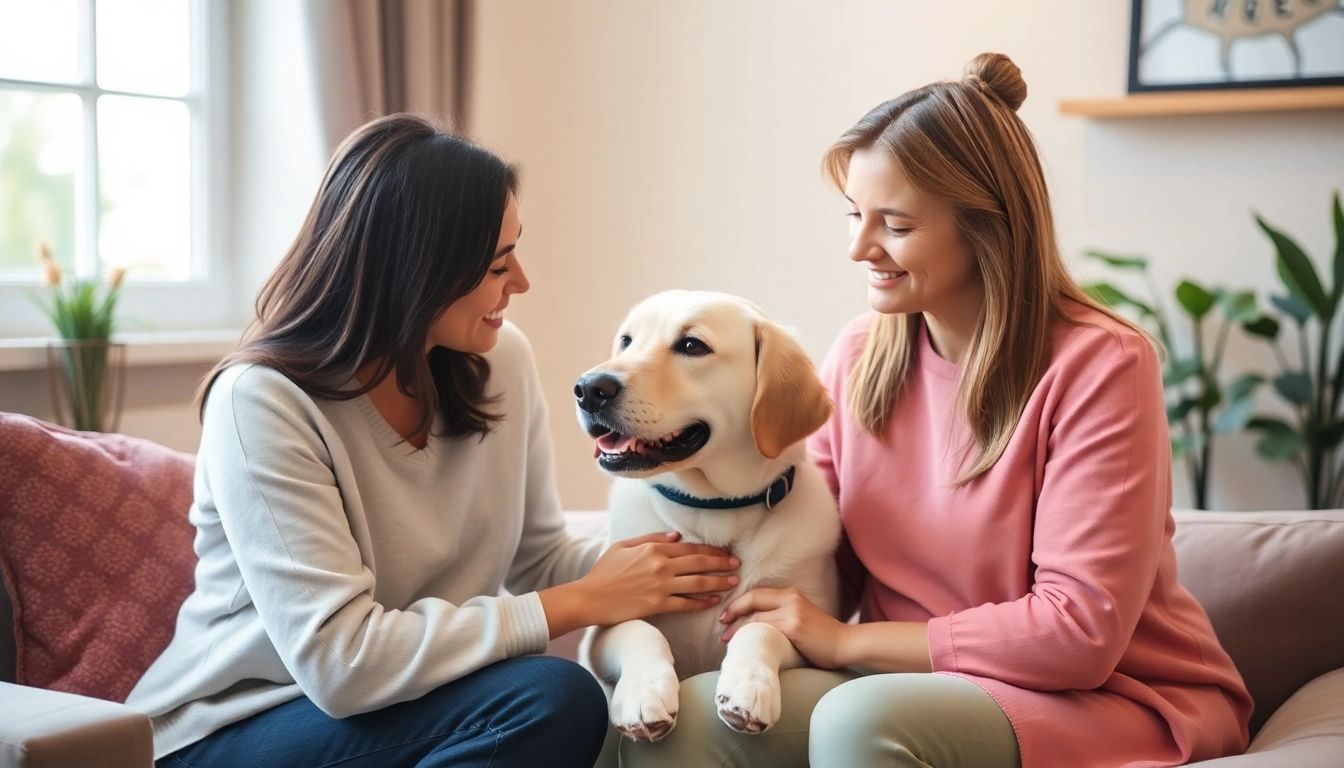 Engaging in depression treatment with a clinical psychologist and therapy dog fostering a warm, supportive environment.