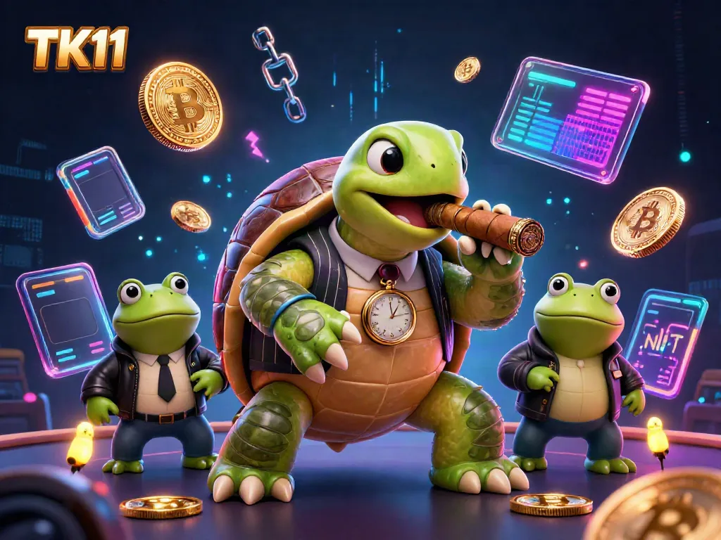Experience an electrifying casino scene with TK11, featuring a mobster turtle and bullfrog enforcers.