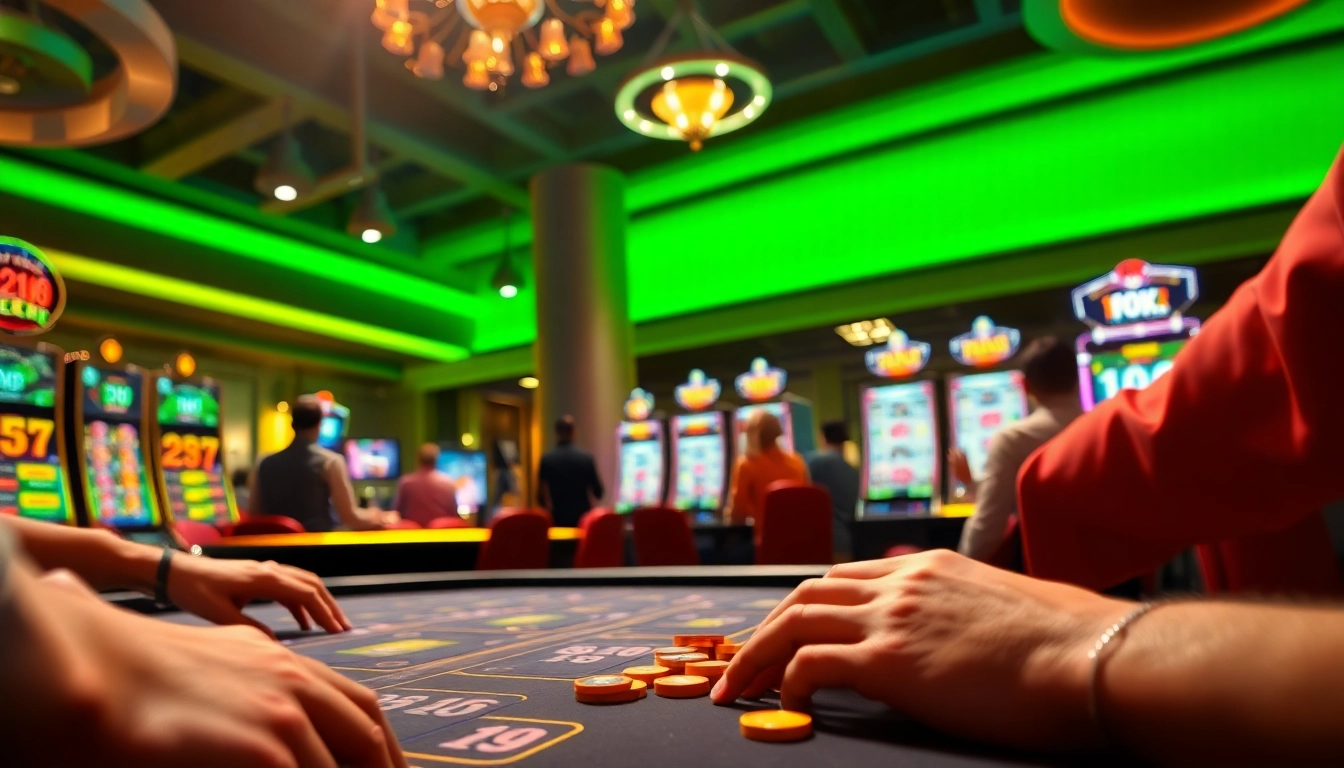 Engaging online casino gameplay scene at tk88win.live showcasing vibrant gaming atmosphere and high-tech features.