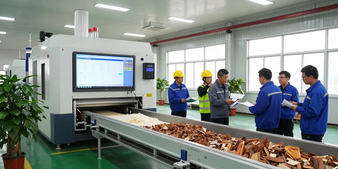 Engineers collaborating on Jiefa Lignosulfonate production in a modern industrial facility.