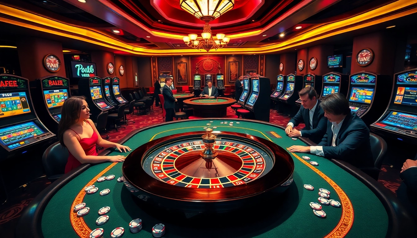 Exciting gameplay at a luxurious casino featuring ww88 com and poker tables.