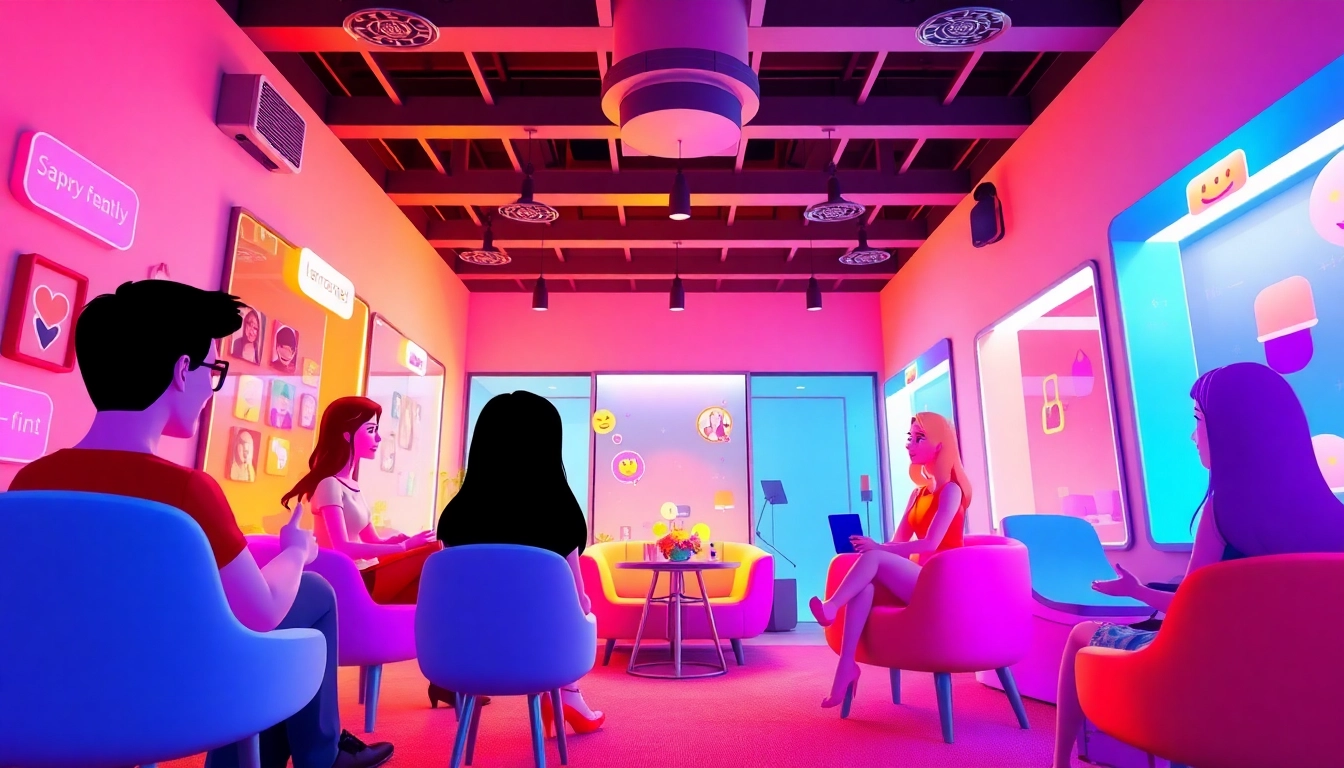 Dynamic virtual space for engaging sexchat with animated characters.