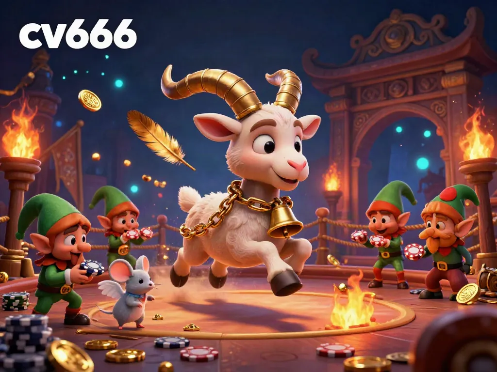 Engage with thrilling action at cv666 casino featuring Krampus, a tiny angel mouse, and elf gremlins amidst vibrant gaming chaos.