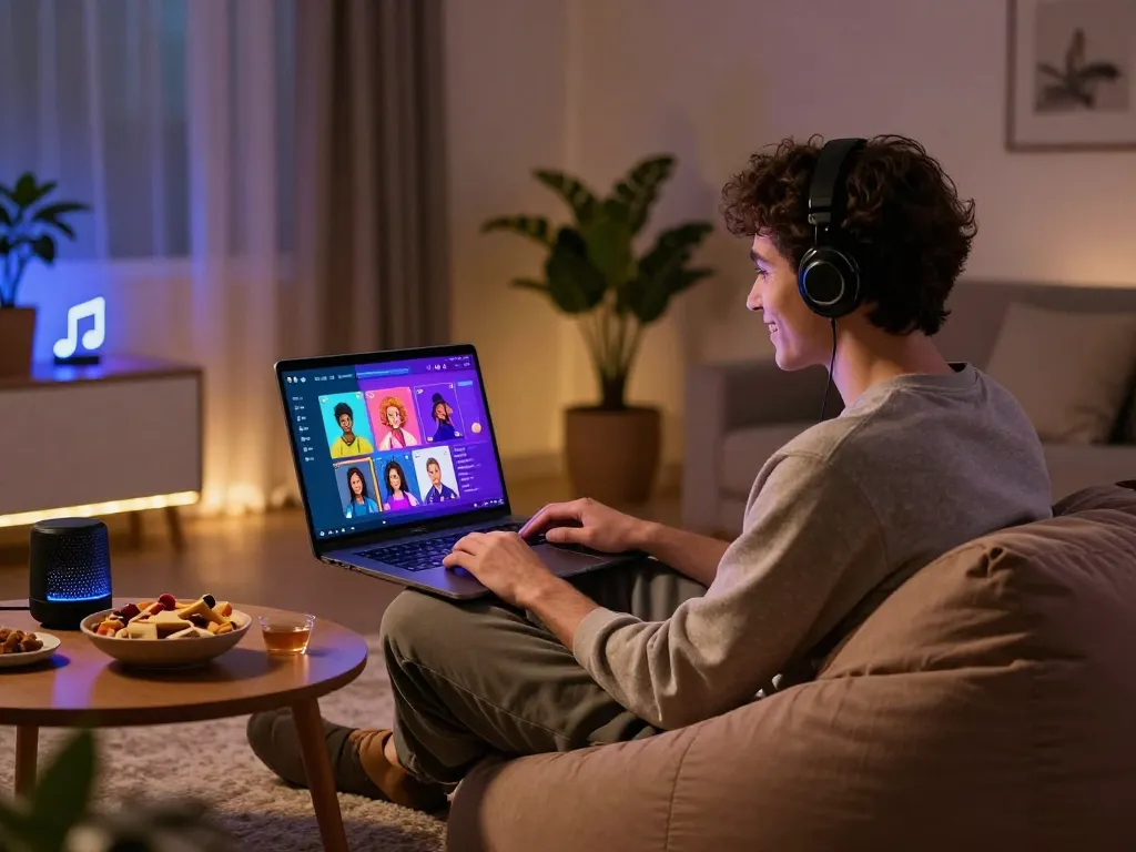 Engaging scene of a user interacting with character ai nsfw roles in a cozy, immersive virtual environment, showcasing advanced AI companionship.