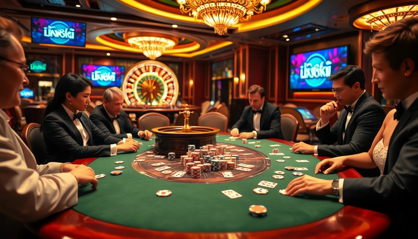 Experience high-stakes gaming action at link 88i's luxurious poker table with vibrant chips and cards.