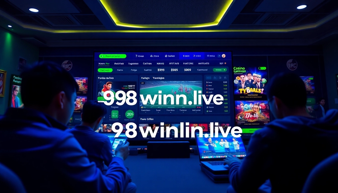 Interactive scene depicting users engaging with the 98winwin.live betting platform, showcasing exciting game elements and promotions.
