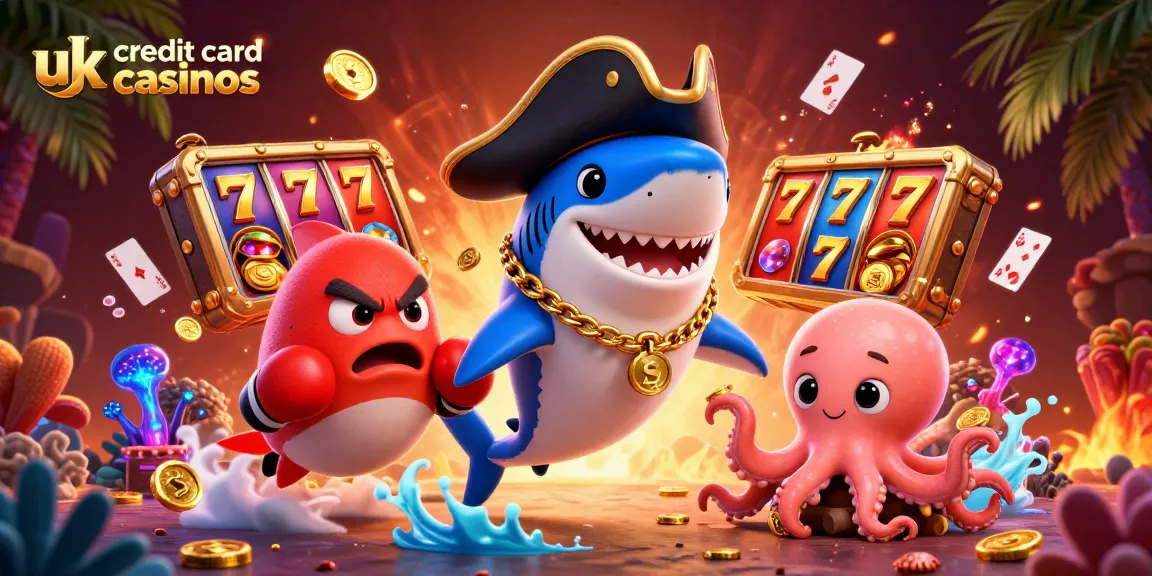 Engage in thrilling gameplay at uk credit card casinos with a 3D pirate theme filled with animated characters and casino elements.