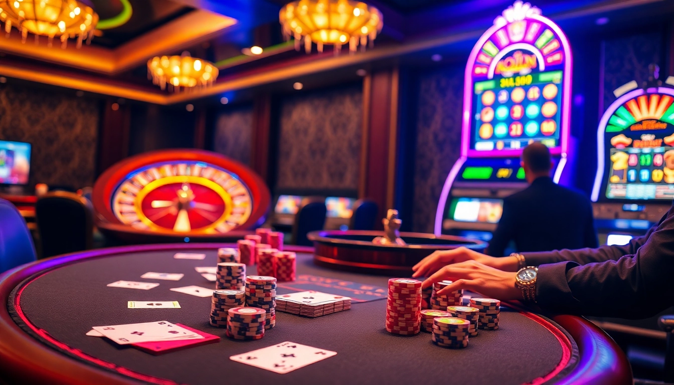 Experience the thrill at a luxurious casino featuring kjc xx88 poker and roulette action.