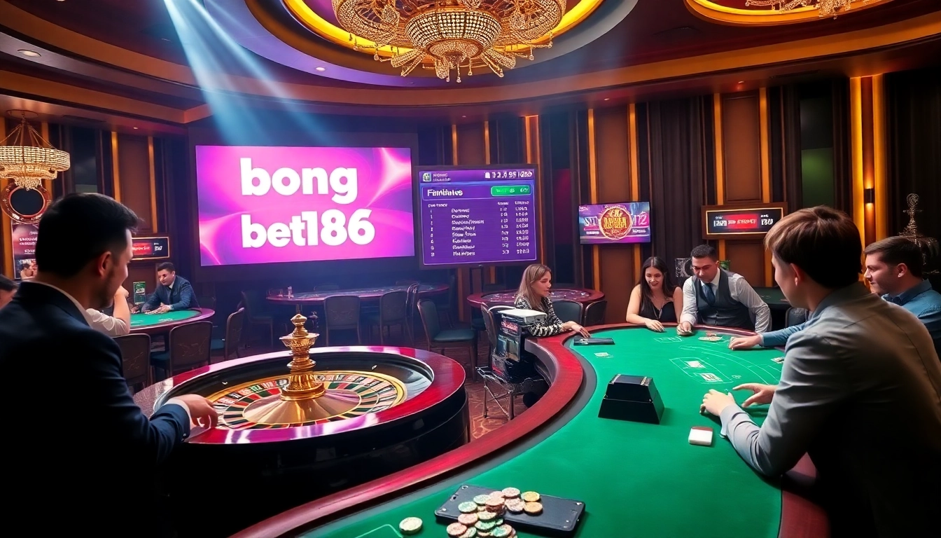 Bong da bet168 betting action surrounded by luxury casino tables and vibrant displays.